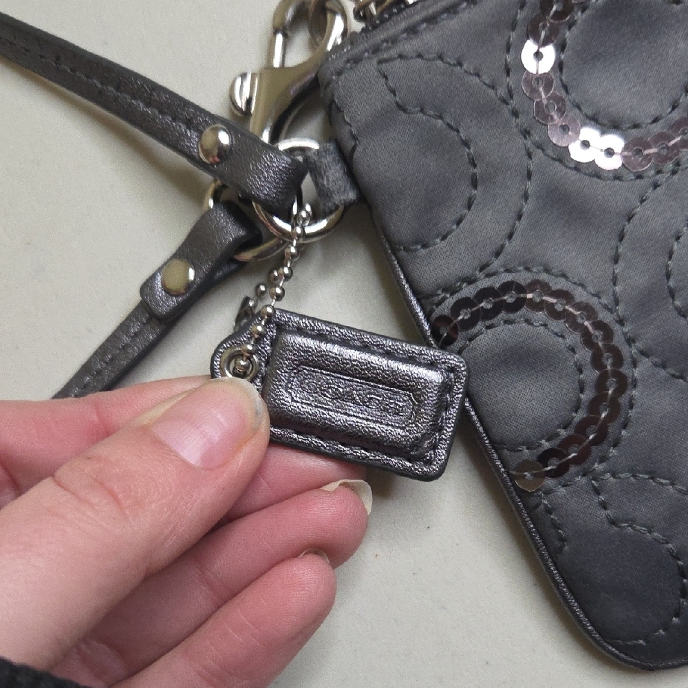 Coach Gray Wristlet with Sequin Accents - Picture 2 of 7